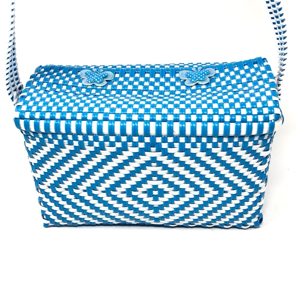 Mexican handwoven plastic box purse / lunch box / shoulder bag / basket